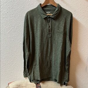 Lands End Green Polo Shirt Classic Collar Relaxed Fit
